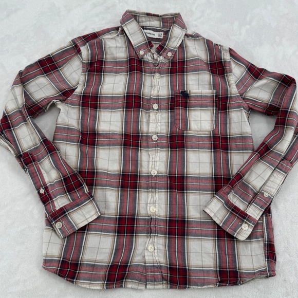 abercrombie kids Other - Abercrombie Kids Boys Red White Plaid Long Sleeve Button Down Shirt Size 11/12